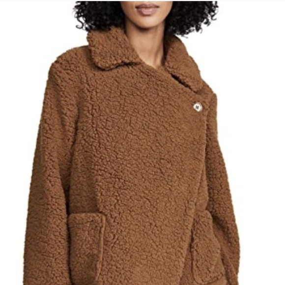 Jack by BB Dakota Soft Skills Camel Tan Sherpa Moto Jacket size Large - Picture 10 of 11